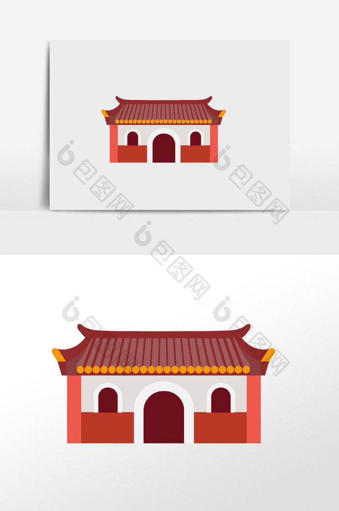 手绘中国风建筑寺庙