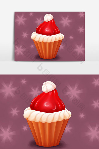 大红色圣诞帽创意蛋糕元素图片