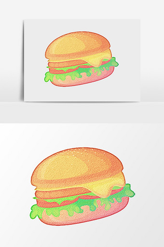 手绘水彩彩色汉堡包图片