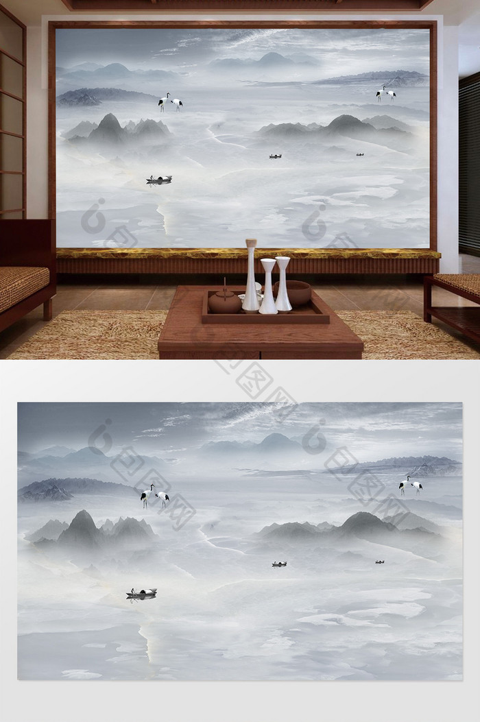 新中式意境抽象山水画