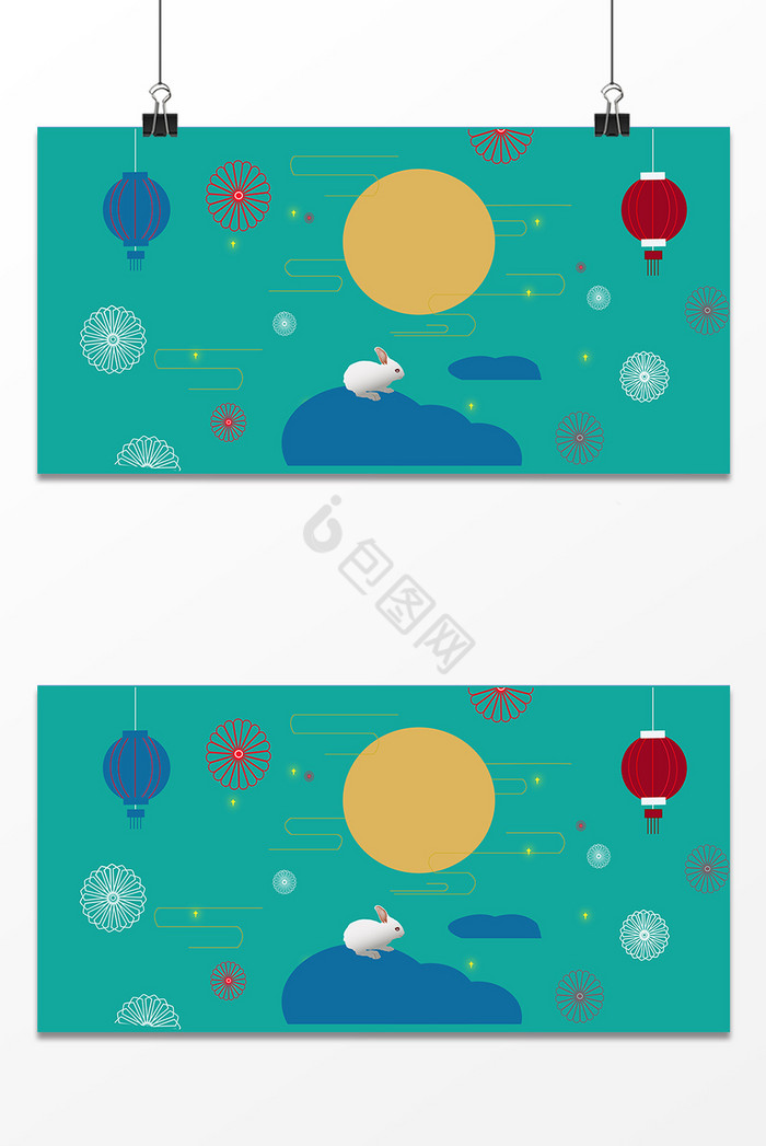 中秋白兔奔月图片