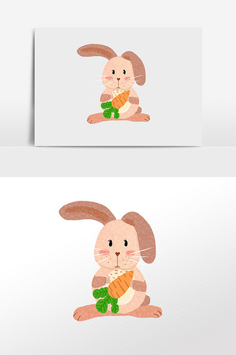卡通可爱呆萌兔子手绘插画元素图片