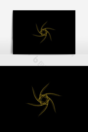 金色艺术花朵风车光效PNG免抠素材图片