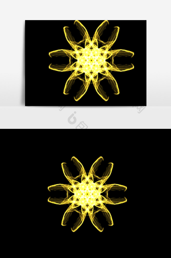 金色艺术透明花朵光效PNG免抠素材