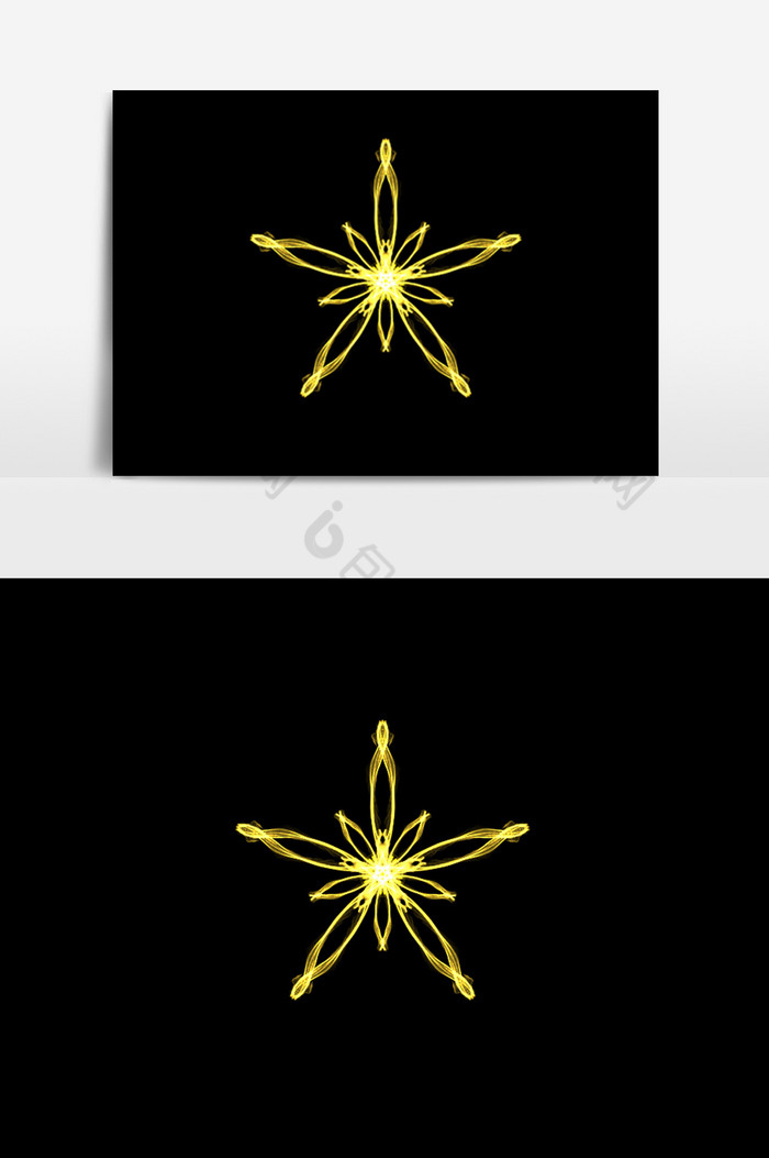 星形五星金色艺术花朵效果PNG免抠素材图片