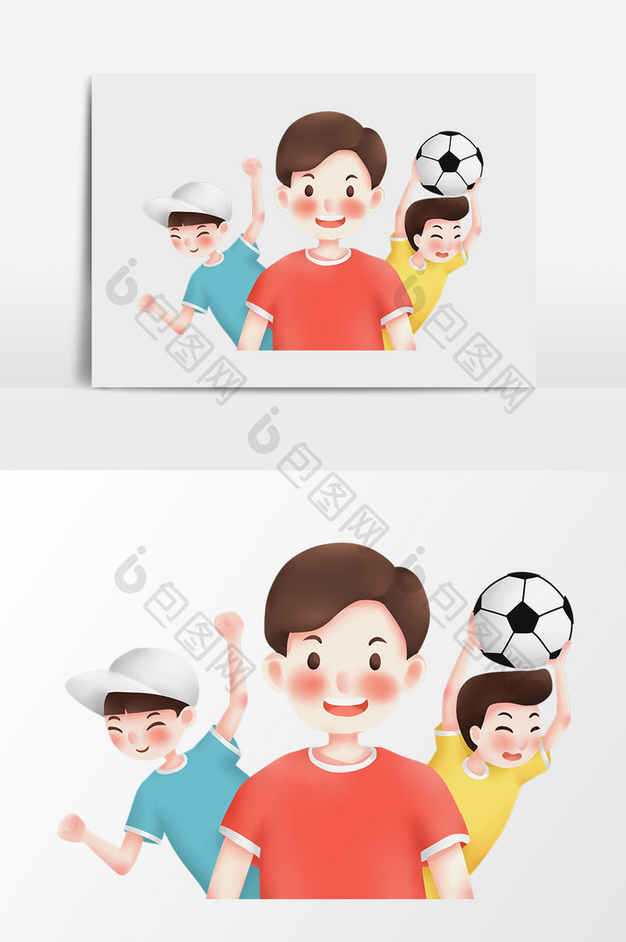 卡通漫画手绘足球男孩