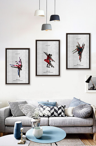 抽象人物芭蕾剪影客厅现代创意装饰画图片