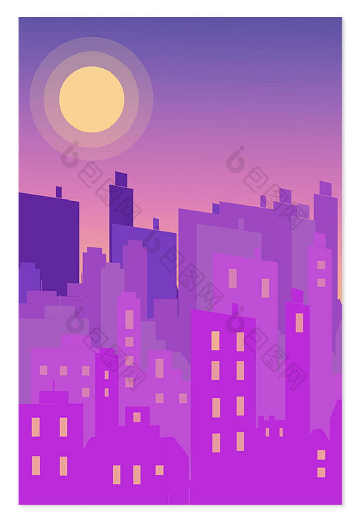 紫色背景城市化建筑背景