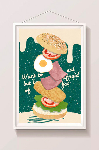 卡通快餐美食汉堡包插画图片