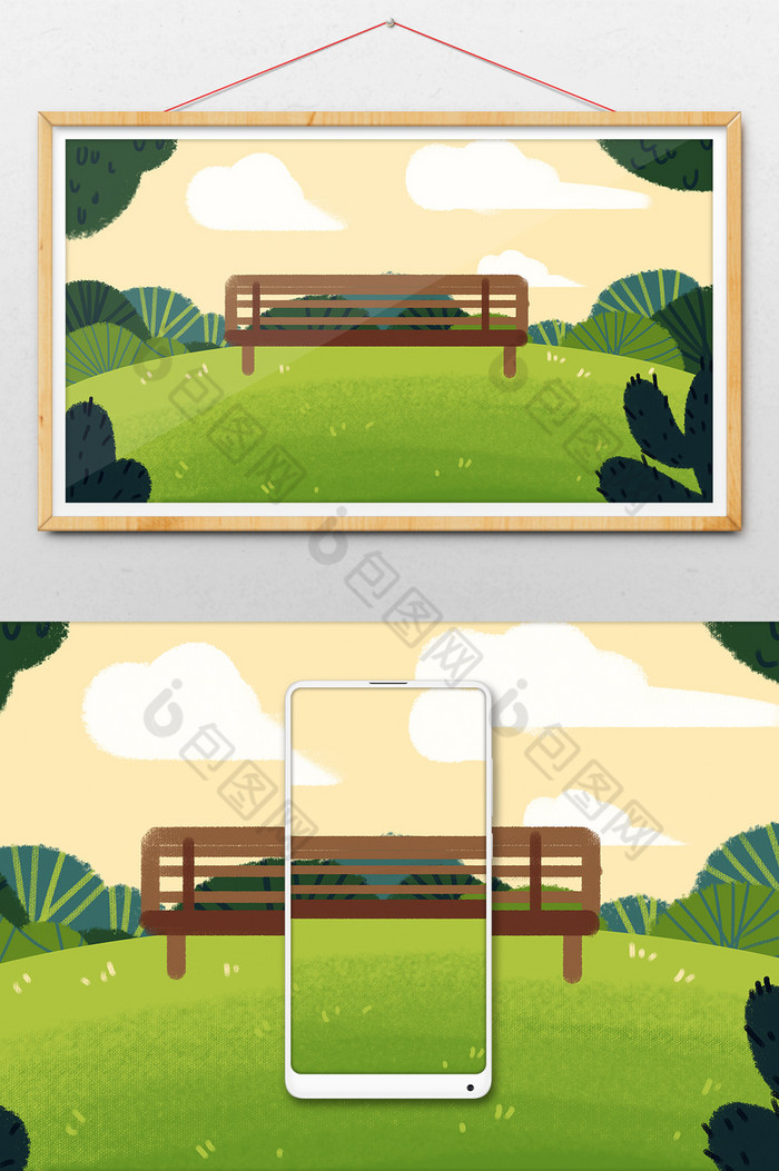 公园长椅插画图片图片