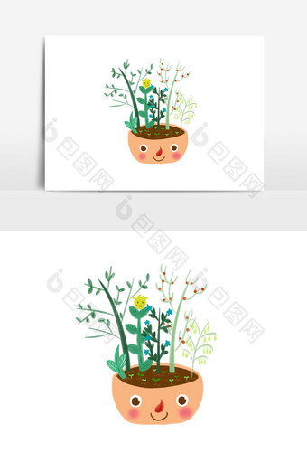 创意可爱卡通植物元素图片