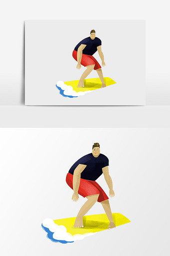 时尚手绘卡通冲浪男人图片