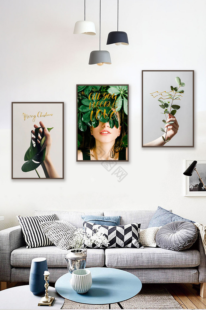 现代简约绿色植物装饰画图片