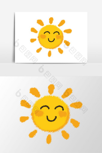 可爱微笑毛绒夏日炎热太阳元素图片
