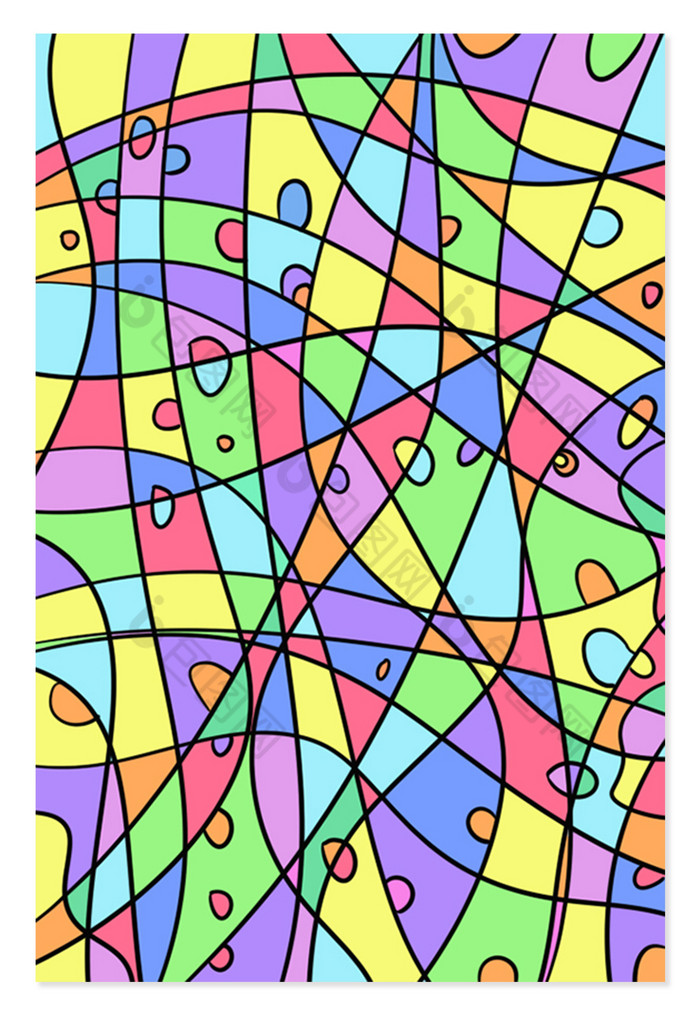 彩色几何花纹色块图形