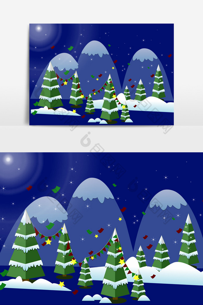 圣诞树元素雪景元素