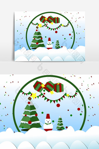 圣诞人元素雪景元素图片