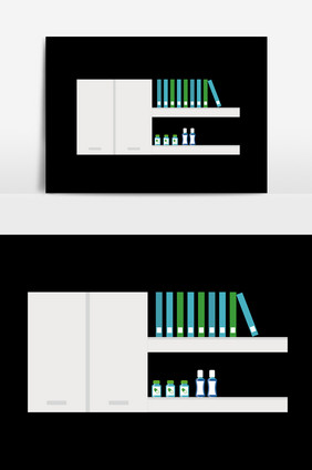 扁平手绘柜子书架