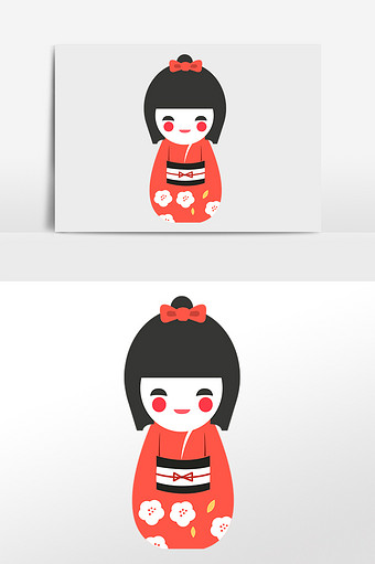 扁平化日本娃娃元素图片