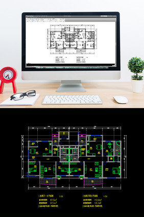 一梯两户两室两厅三室两厅CAD图纸