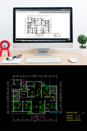 四室两厅两卫150平米CAD图纸