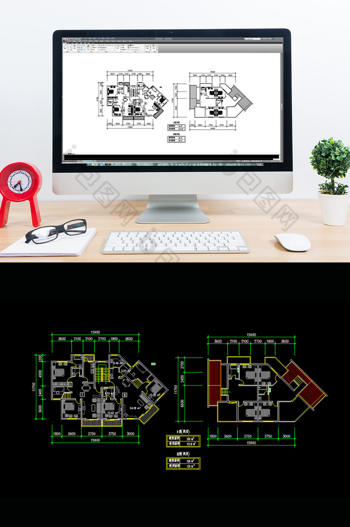 跃层150平米158平米CAD图纸