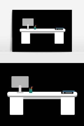 矢量扁平白色办公桌