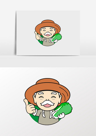 卡通菜农卖菜的农民爷爷形像图片下载