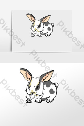 黑白熊猫兔插画图片