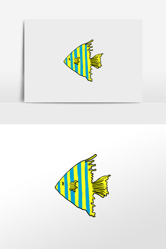 黄色卡通热带鱼手绘元素插画图片