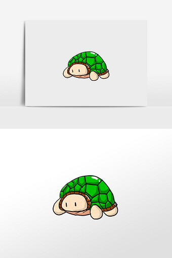 绿色卡通可爱乌龟元素插画图片