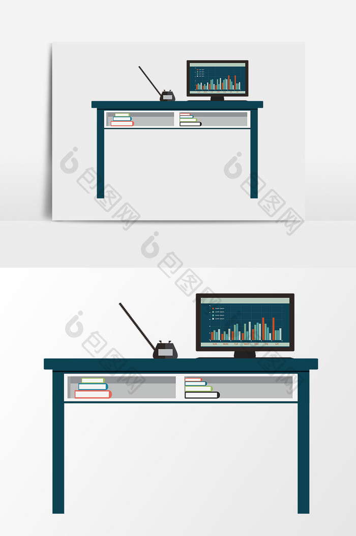 矢量扁平办公桌素材