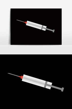 手绘矢量扁平针筒打针