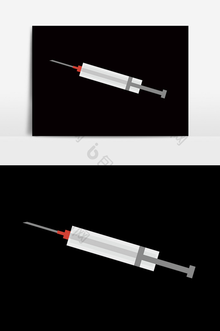 手绘矢量扁平针筒打针