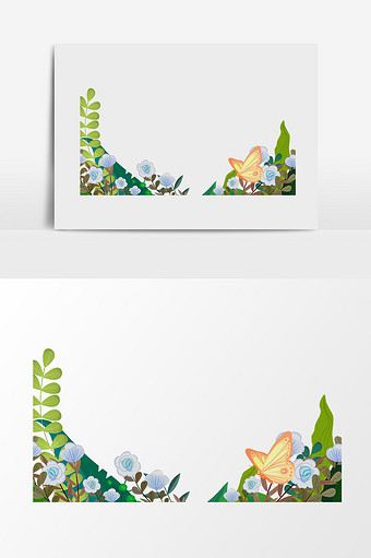 水彩手绘植物花卉蝴蝶图片