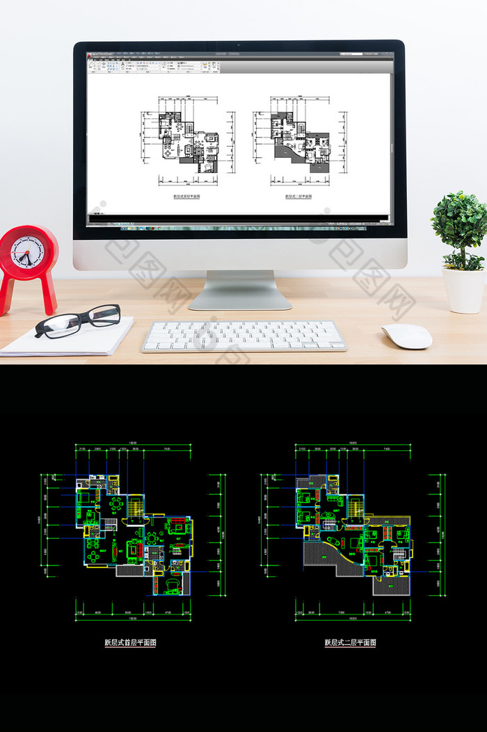 跃层两层CAD平面图纸