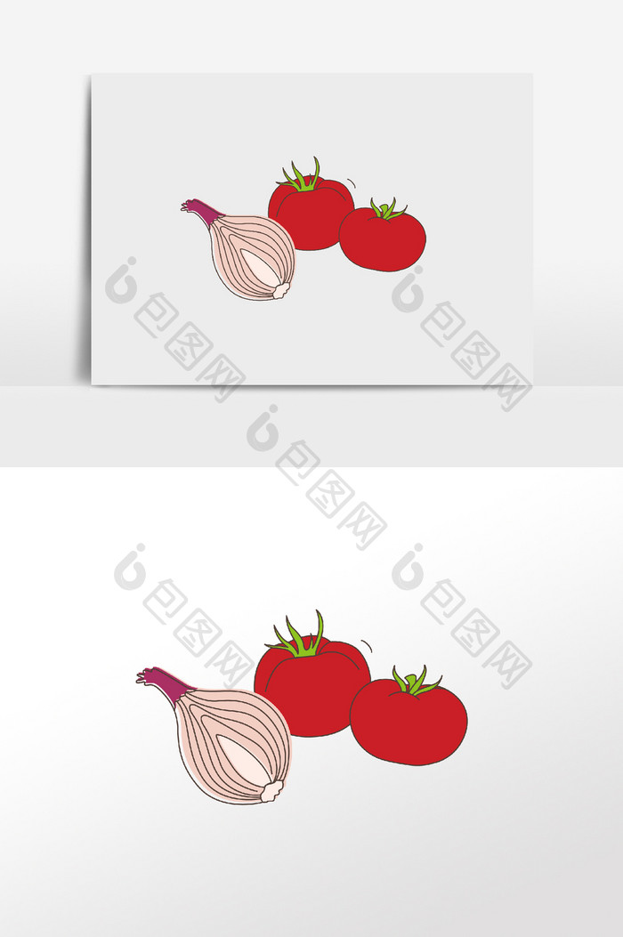 手绘卡通蔬菜水果西红柿洋葱
