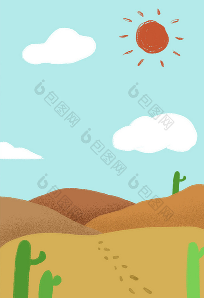 唯美沙漠背景插画