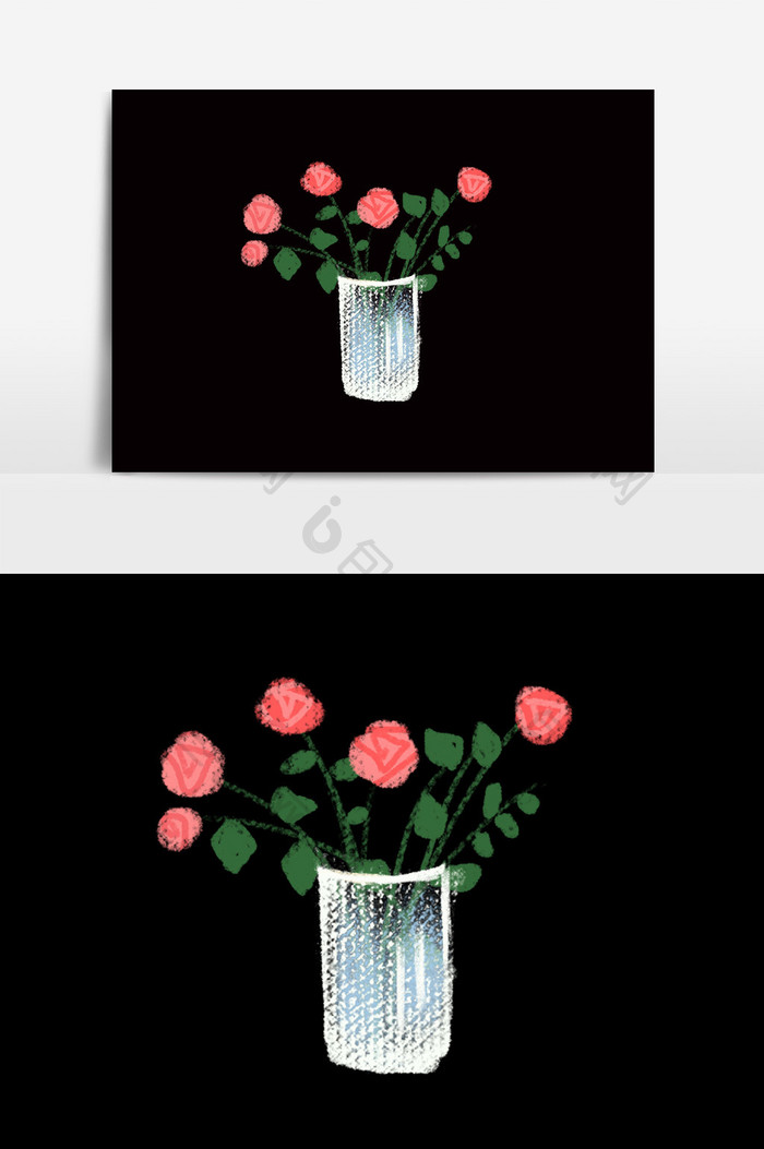 水彩手绘花瓶花卉