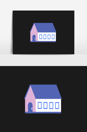 卡通可爱紫色小房子插画素材