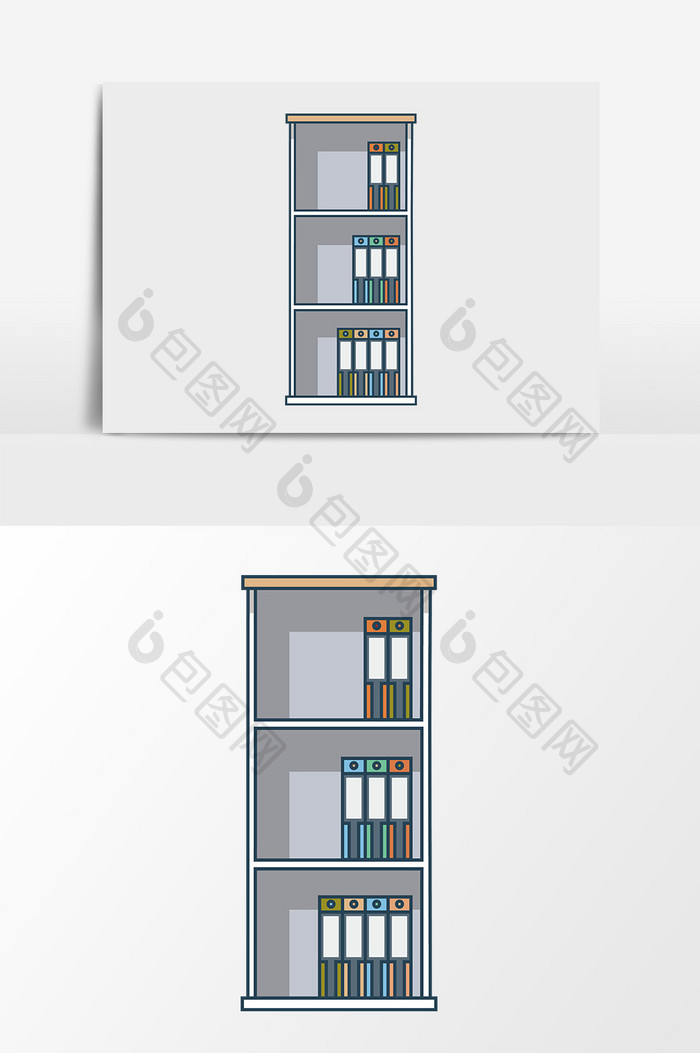 矢量手绘扁平文件柜档案柜
