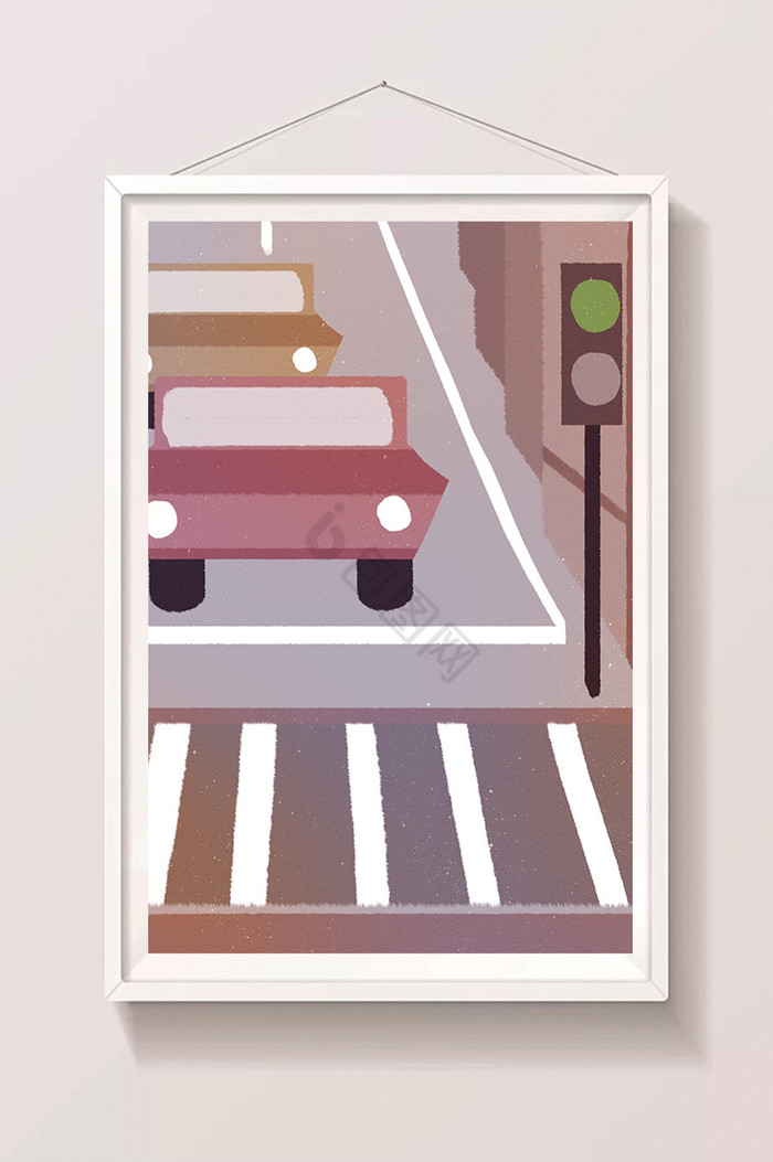 城市马路红绿灯斑马线汽车图片