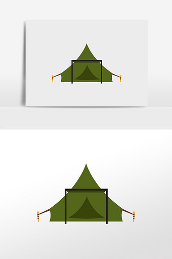 清新帐篷野外求生插画元素图片