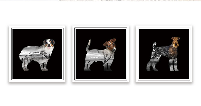 抽象文艺动物剪影小狗客厅现代创意装饰画