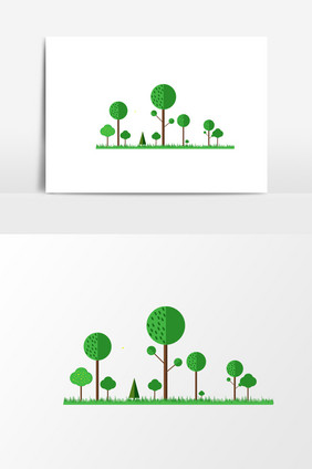 绿色春天矢量插画树林森林元素