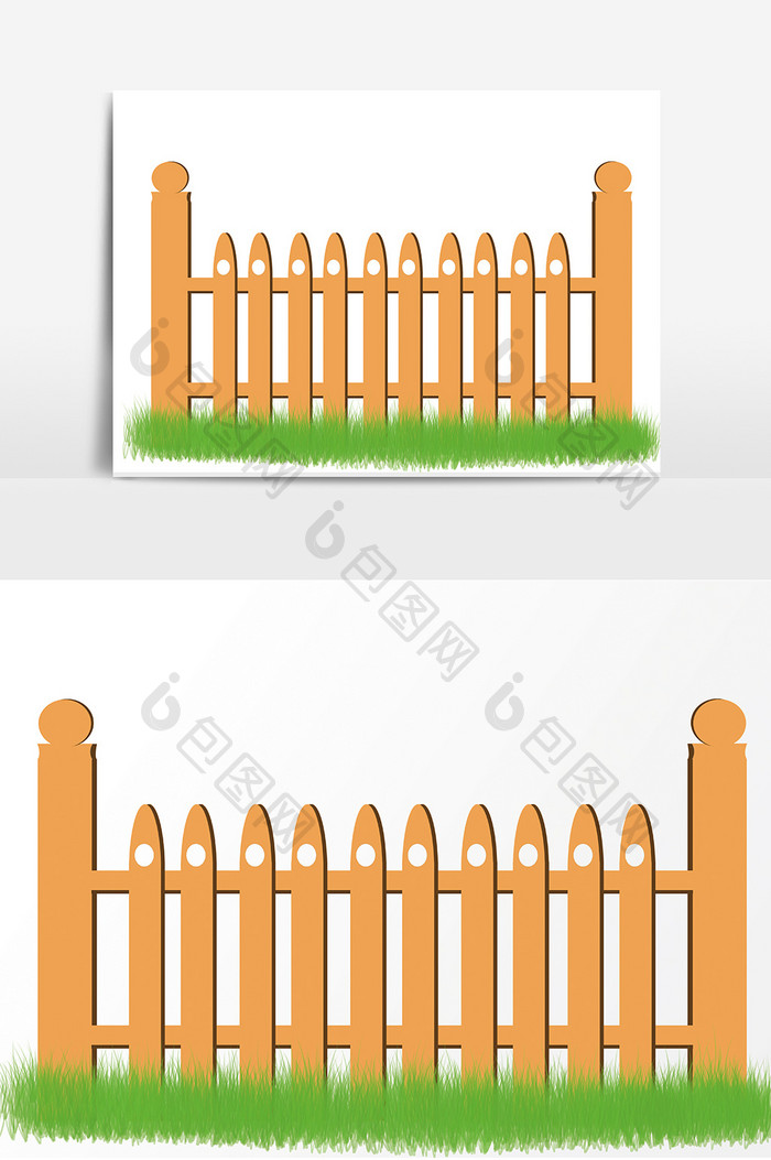 简洁护院木护栏元素