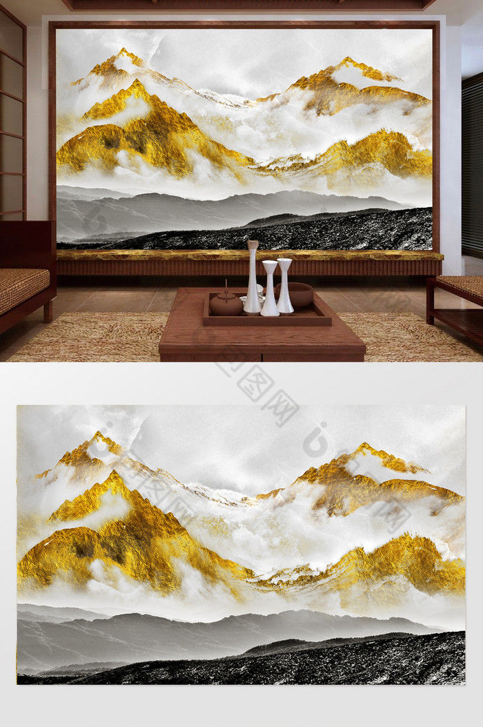 山水画禅意装饰画中国风装饰画图片