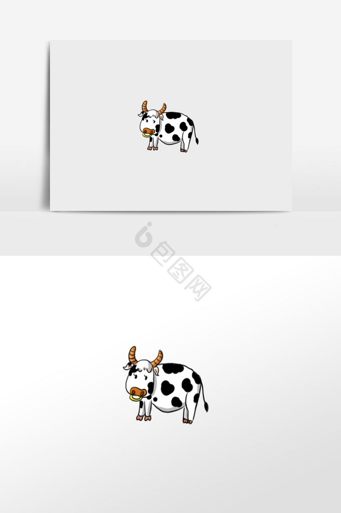 黑白奶牛插画图片