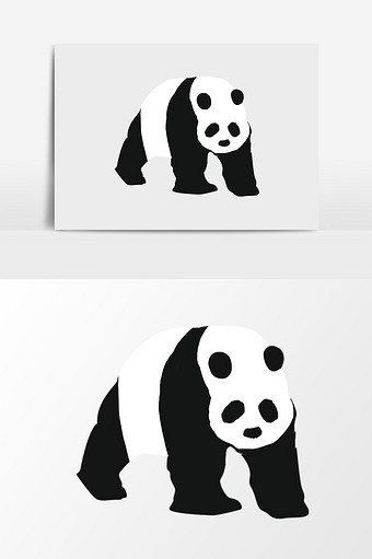 手绘黑白熊猫元素图片