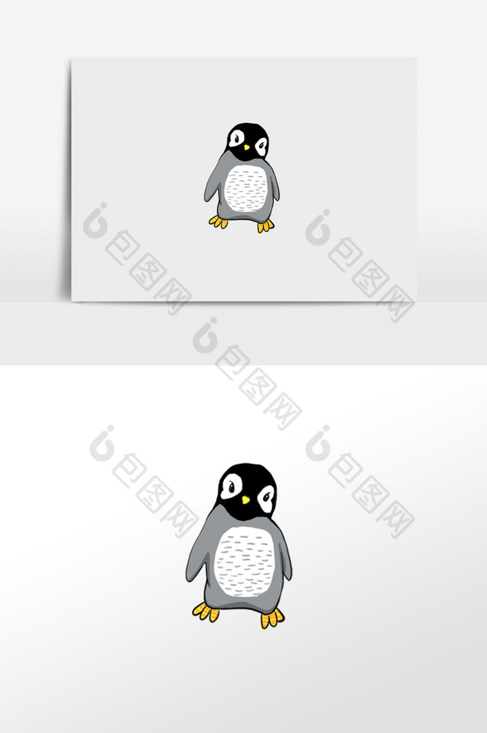 黑白企鹅走路插画图片图片